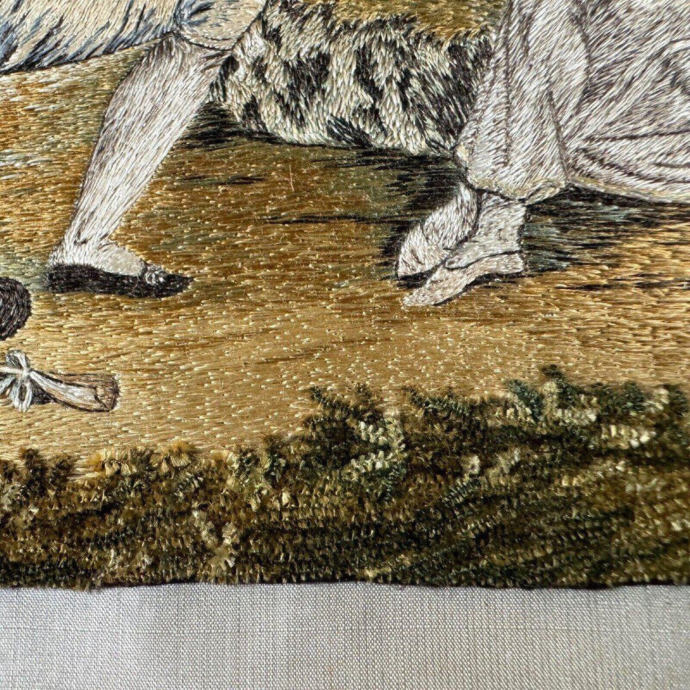 Embroidery with Romantic Scene, Early 19th Century