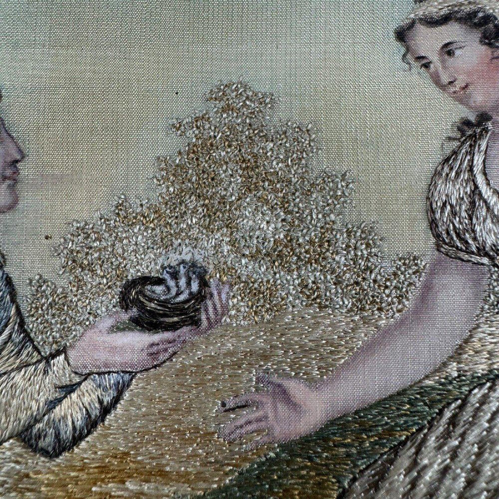 Embroidery with Romantic Scene, Early 19th Century