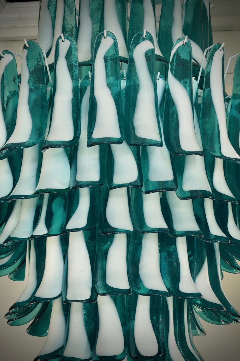 Emerald Colored Chandelier in the Style of Gruppo Luce for La Murrina, 1970s