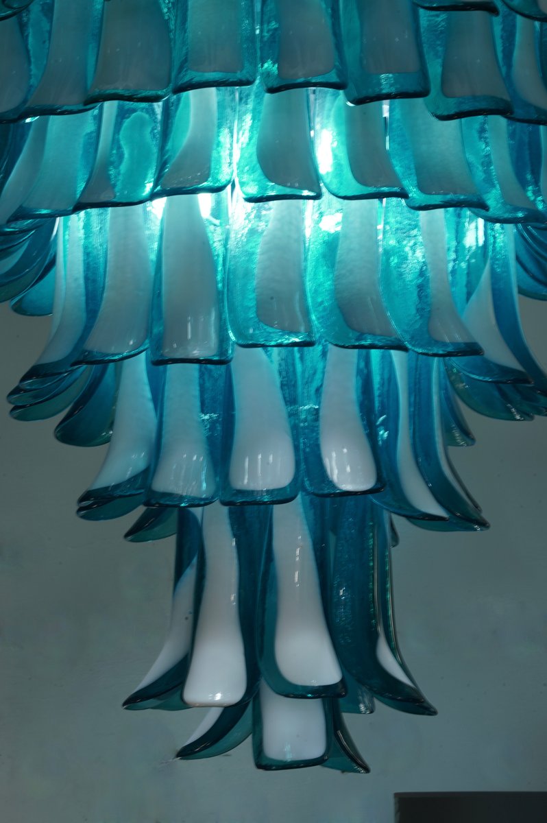 Emerald Colored Chandelier in the Style of Gruppo Luce for La Murrina, 1970s