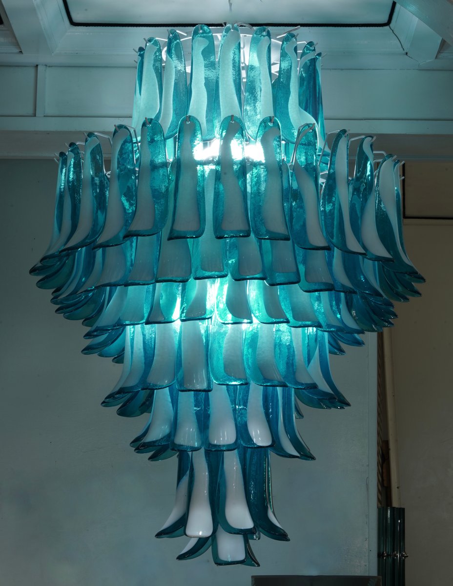 Emerald Colored Chandelier in the Style of Gruppo Luce for La Murrina, 1970s