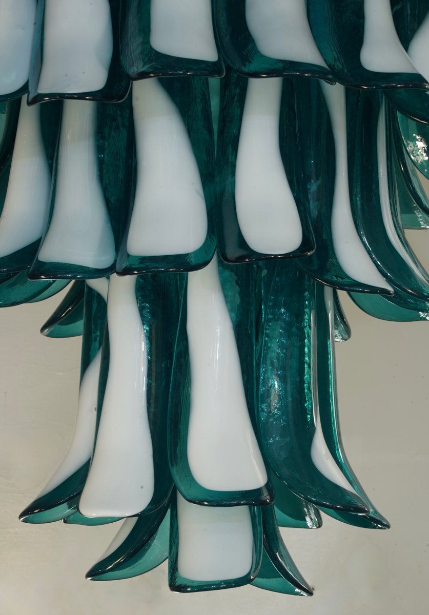 Emerald Colored Chandelier in the Style of Gruppo Luce for La Murrina, 1970s