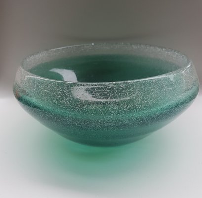 Emerald-Colored Glass Bowl with Bubble Inclusions-QDP-1264691