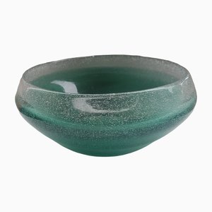 Emerald-Colored Glass Bowl with Bubble Inclusions-QDP-1264691