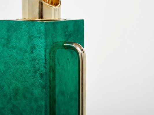 Emerald Green Goatskin & Brass Thermos Carafe by Aldo Tura, 1960-YJA-1393910