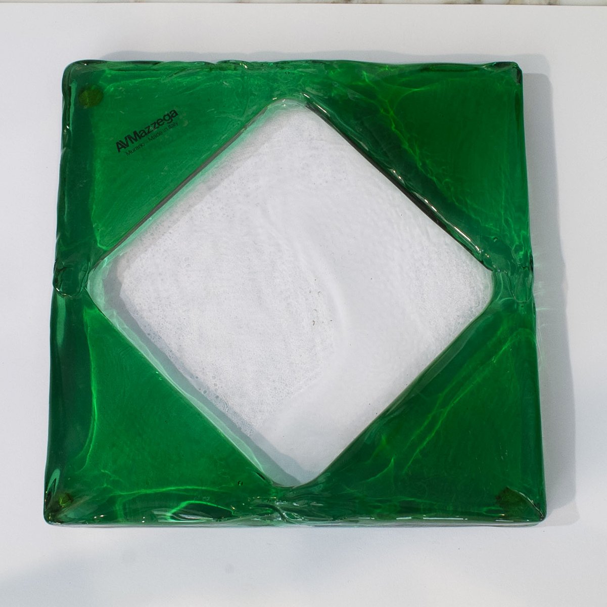 Emerald Green Murano Glass Ashtray from Mazzega, 1980s