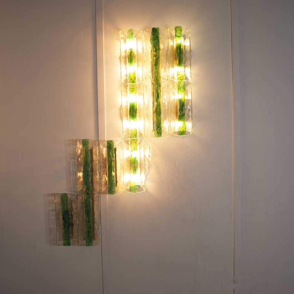 Emerald Green Wall Lights by Carlo Nason for Mazzega, 1960s, Set of 13