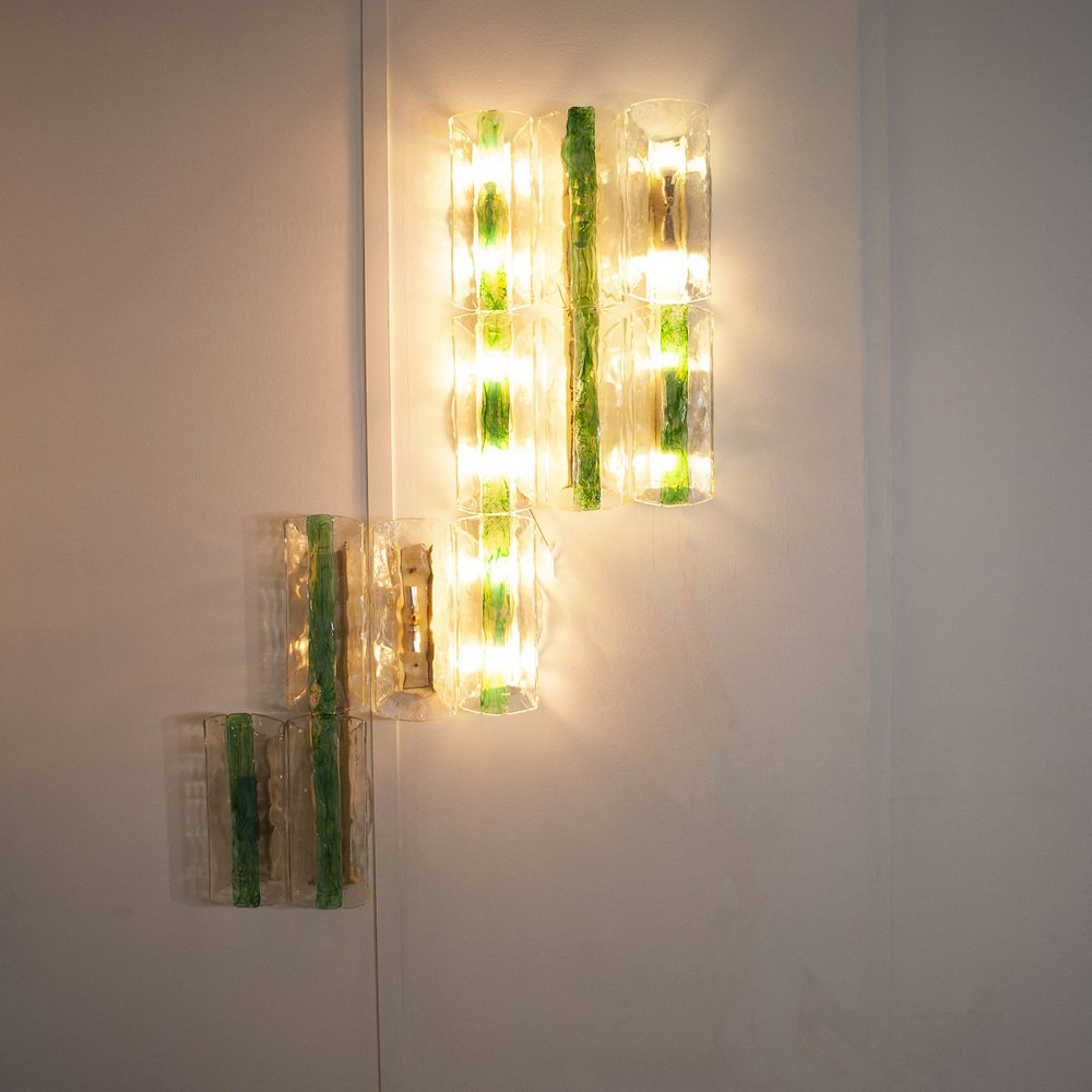 Emerald Green Wall Lights by Carlo Nason for Mazzega, 1960s, Set of 13