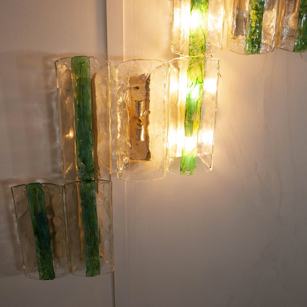 Emerald Green Wall Lights by Carlo Nason for Mazzega, 1960s, Set of 13