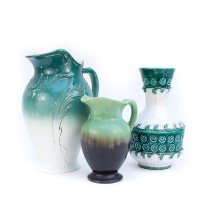 Emerald Green & White Jug with Rocaille Ornament-FSD-1430933