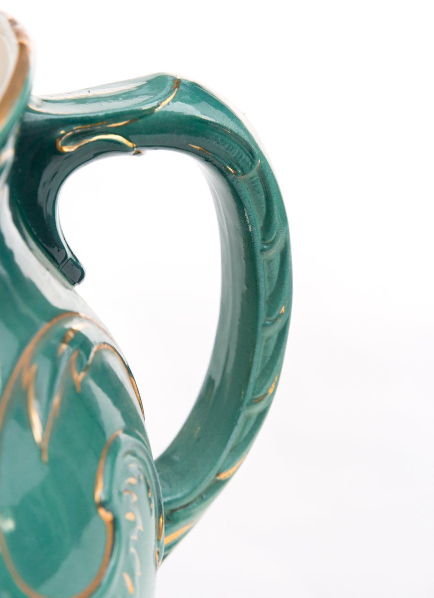 Emerald Green & White Jug with Rocaille Ornament