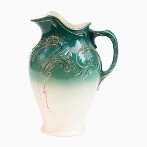 Emerald Green & White Jug with Rocaille Ornament-FSD-1430933