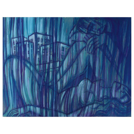 Emil Betzler, Couple in Blue, German Expressionist Painting