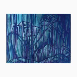 Emil Betzler, Couple in Blue, German Expressionist Painting-DEK-932710