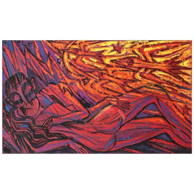 Emil Betzler, Couple in Red, German Expressionist Painting-DEK-932637