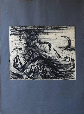 Emil Betzler, Legend, German Expressionist Ink Painting-DEK-932713