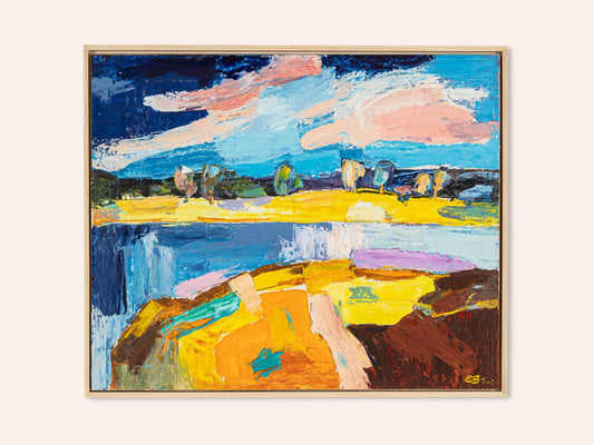 Emil Braunbergs, Hot Day, Acrylic on Cardboard, Framed