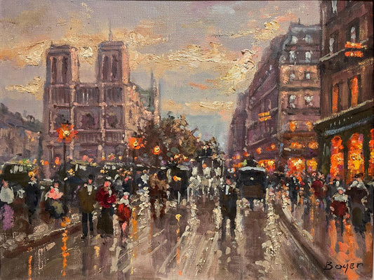 Émile Boyer, Notre Dame de Paris, Oïl on Canvas, Framed