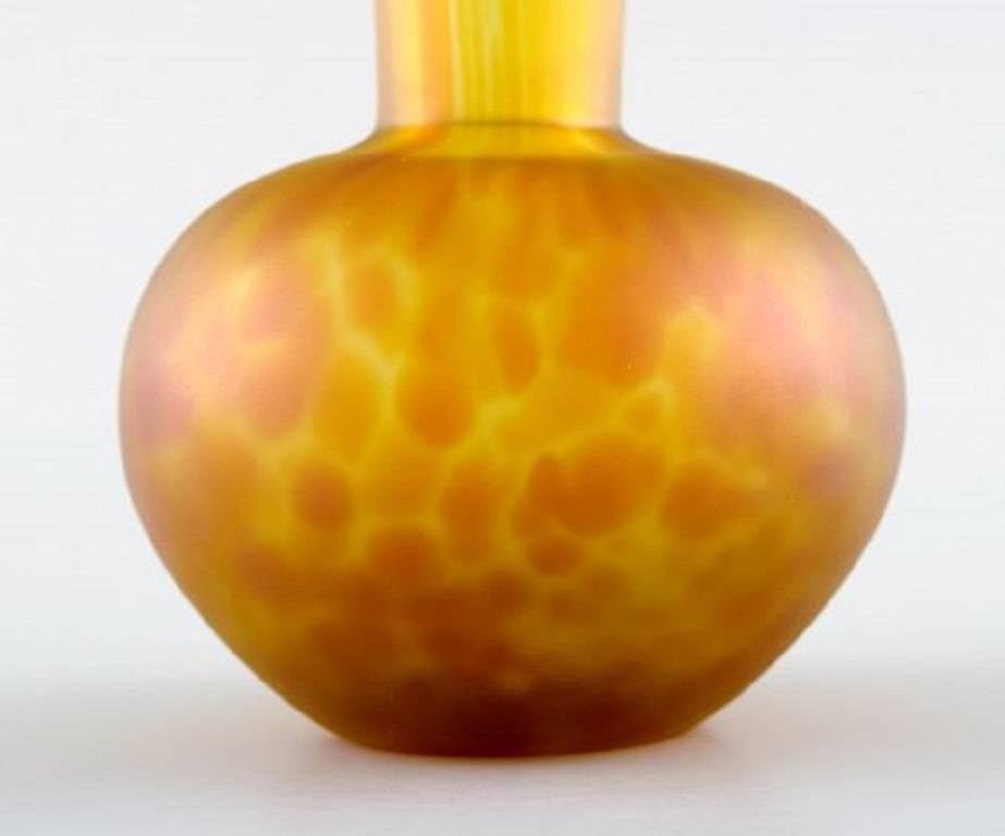 Emile Gallé Style Art Glass Vase in Yellow Shades, 20th Century