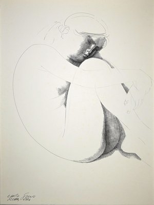 Emilio Greco, Crouched Nude, Original China Ink Drawing, 1974-ZCI-884264