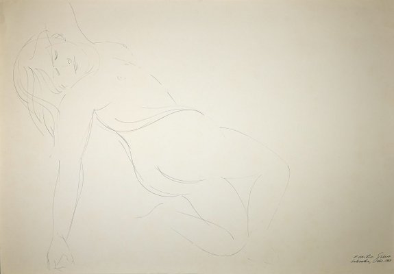 Emilio Greco, Lying Nude, Original China Ink Drawing, 1969-ZCI-884268