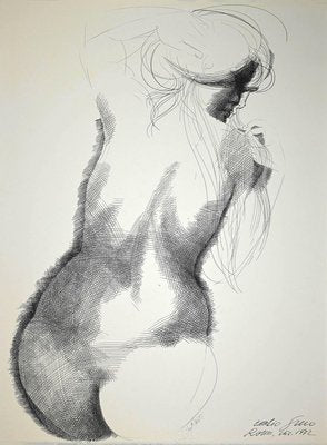 Emilio Greco, Nude from the Back, Original China Ink Drawing, 1972-ZCI-884267