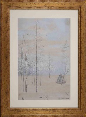 Emilio Longoni, Winter Landscape, Drawing, 1920s, Framed-ZCI-1775881