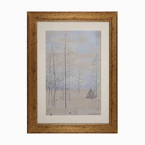 Emilio Longoni, Winter Landscape, Drawing, 1920s, Framed-ZCI-1775881