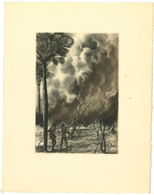 Emmanuel Gondouin, Africa, the Fire, Original Lithograph, 1930s