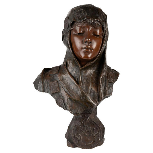 Emmanuel Villanis, Art Nouveau Bust, Early 20th Century, Bronze