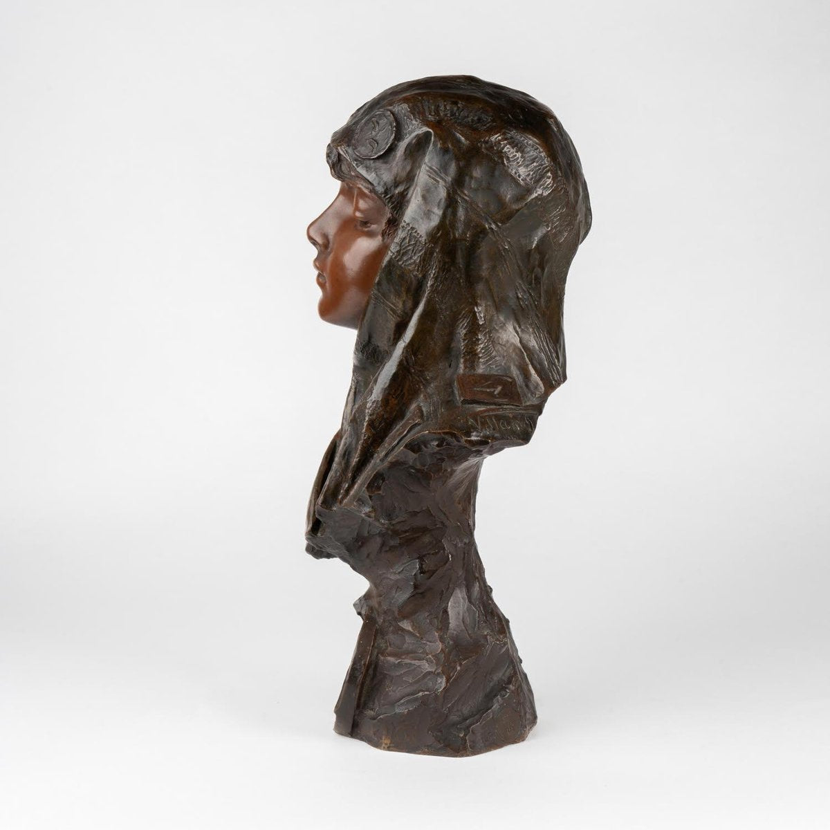 Emmanuel Villanis, Art Nouveau Bust, Early 20th Century, Bronze