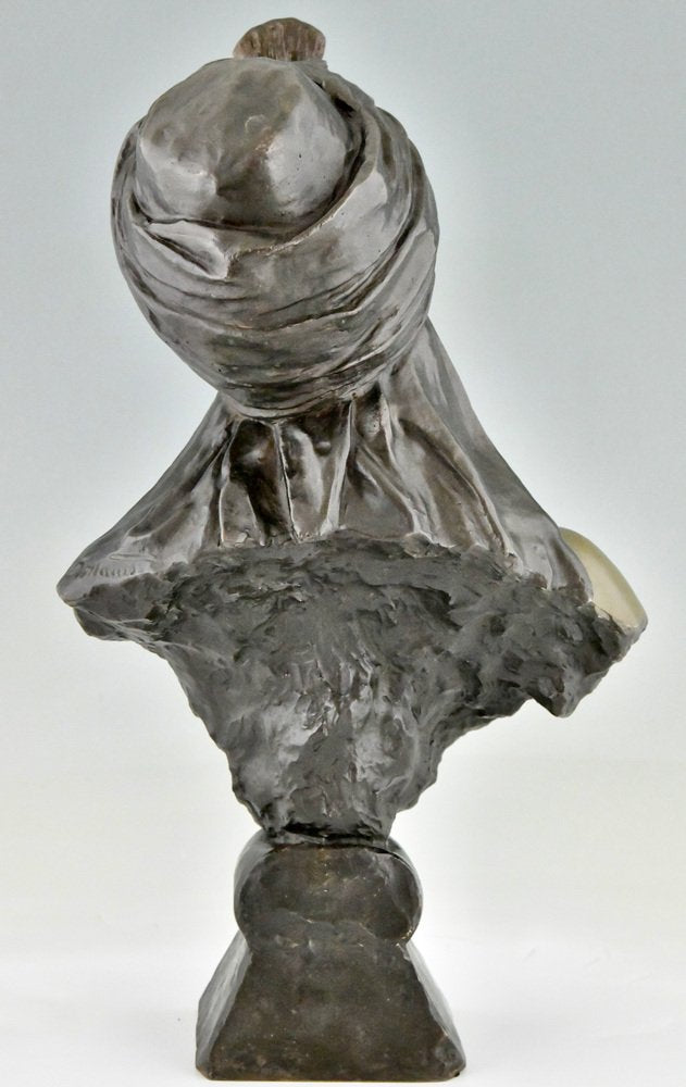 Emmanuel Villanis, Art Nouveau Bust of a Sultana, 1890, Metal