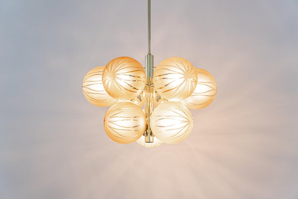 Emperor Sputnik Opal Glass Globes Chandelier from Kaiser Idell / Kaiser Leuchten, Germany, 1970s-UGR-1367637