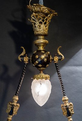 Empire 19th Century Crystal Golden Bronze and Brown Patinated Chandelier-UQL-1174706