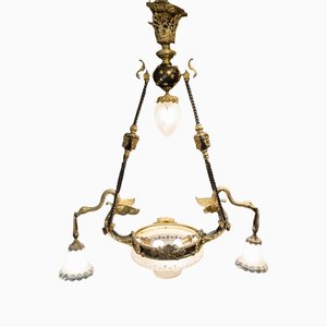 Empire 19th Century Crystal Golden Bronze and Brown Patinated Chandelier-UQL-1174706