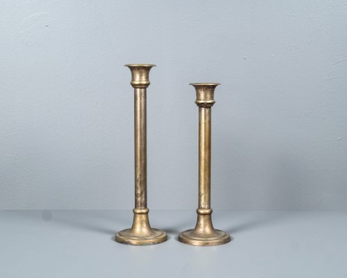 Empire Brass & Silverplated Candlestick, France, Set of 2-VLO-1156390