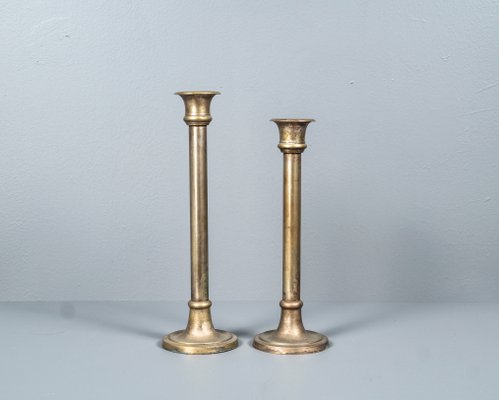 Empire Brass & Silverplated Candlestick, France, Set of 2-VLO-1156390