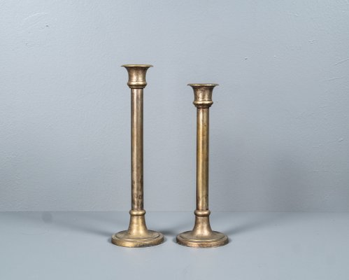 Empire Brass & Silverplated Candlestick, France, Set of 2-VLO-1156390