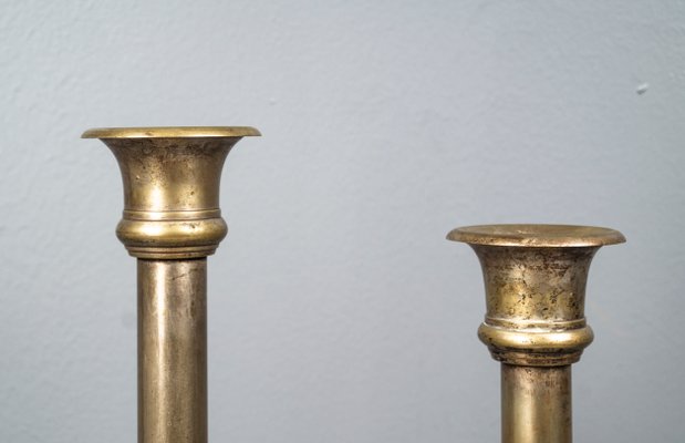 Empire Brass & Silverplated Candlestick, France, Set of 2-VLO-1156390