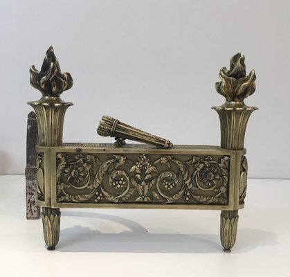 Empire Bronze Andirons, France, 1850s, Set of 2-BA-658575