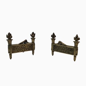 Empire Bronze Andirons, France, 1850s, Set of 2-BA-658575