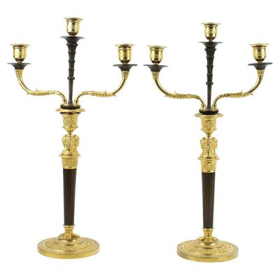 Empire Candleholders with Caryatids à la Grècque, 19th Century, Set of 2-KMT-1396573