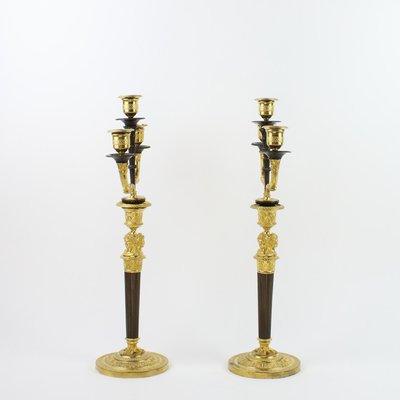 Empire Candleholders with Caryatids à la Grècque, 19th Century, Set of 2-KMT-1396573