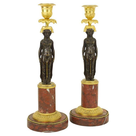 Empire Candleholders with Vestal Figures in the Style of Claude Galle, France, Early 1800s, Set of 2