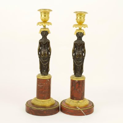 Empire Candleholders with Vestal Figures in the Style of Claude Galle, France, Early 1800s, Set of 2-KMT-1073558