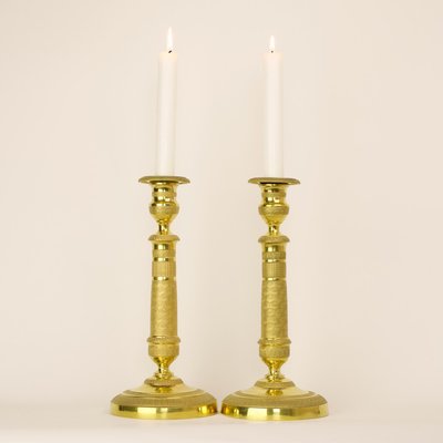 Empire Candlesticks in Gilded Bronze, Paris, 1810s, Set of 2-KMT-936670