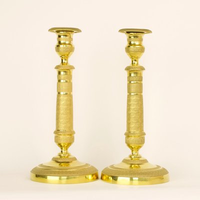 Empire Candlesticks in Gilded Bronze, Paris, 1810s, Set of 2-KMT-936670