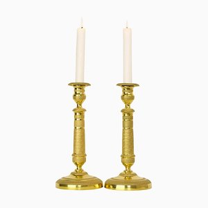 Empire Candlesticks in Gilded Bronze, Paris, 1810s, Set of 2-KMT-936670