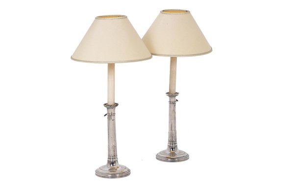 Empire Candlesticks in Silvered Bronze, Set of 2-CEJ-829214