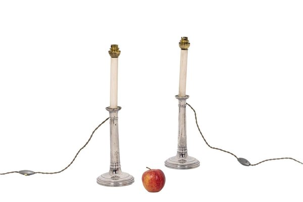 Empire Candlesticks in Silvered Bronze, Set of 2-CEJ-829214